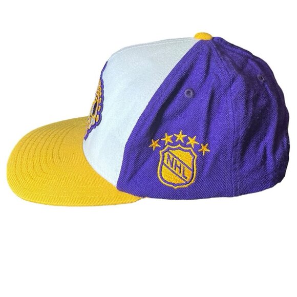 Vintage NHL LA Kings Crown Snapback Hat CCM Purple Gold Cap 100% Wool - Picture 5 of 9